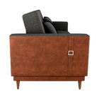 Sofá Cama Pala 203cm Reclinável Courino Marrom | Linho Chumbo